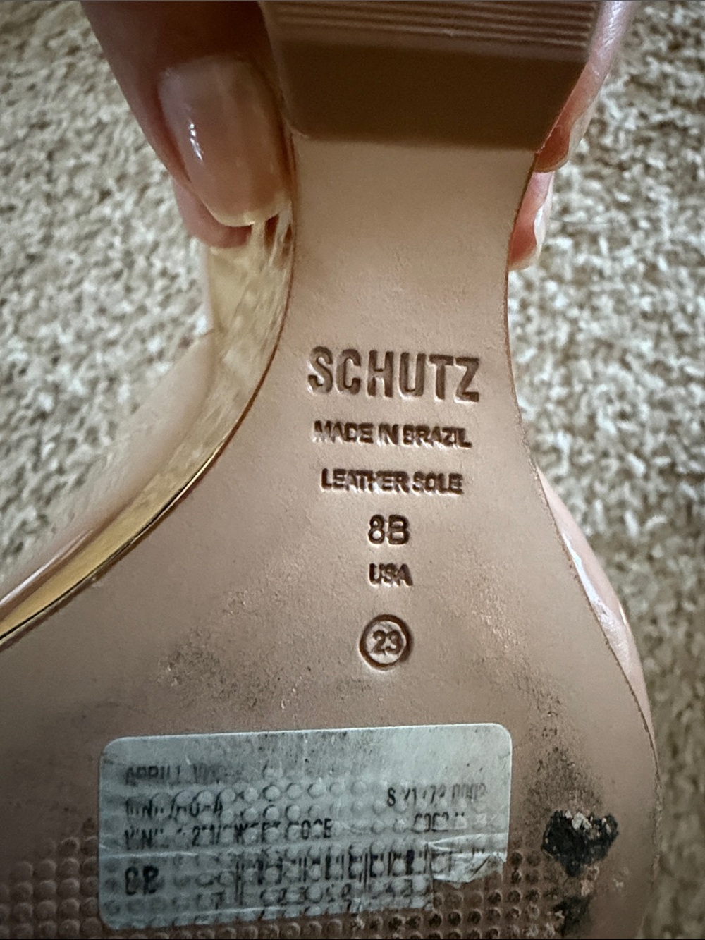 SCHUTZ Blush Pink Clear Band Mules with Gold Sculpted Heel - Picture 6 of 6